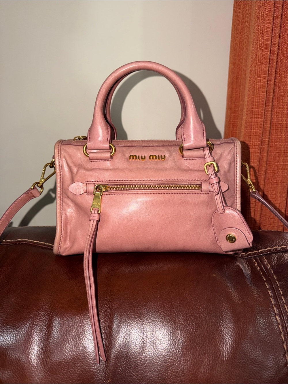 ‼️Authentic Miu Miu Pink Vitello Leather Satchel Handbag Crossbody Bag - Picture 2 of 15